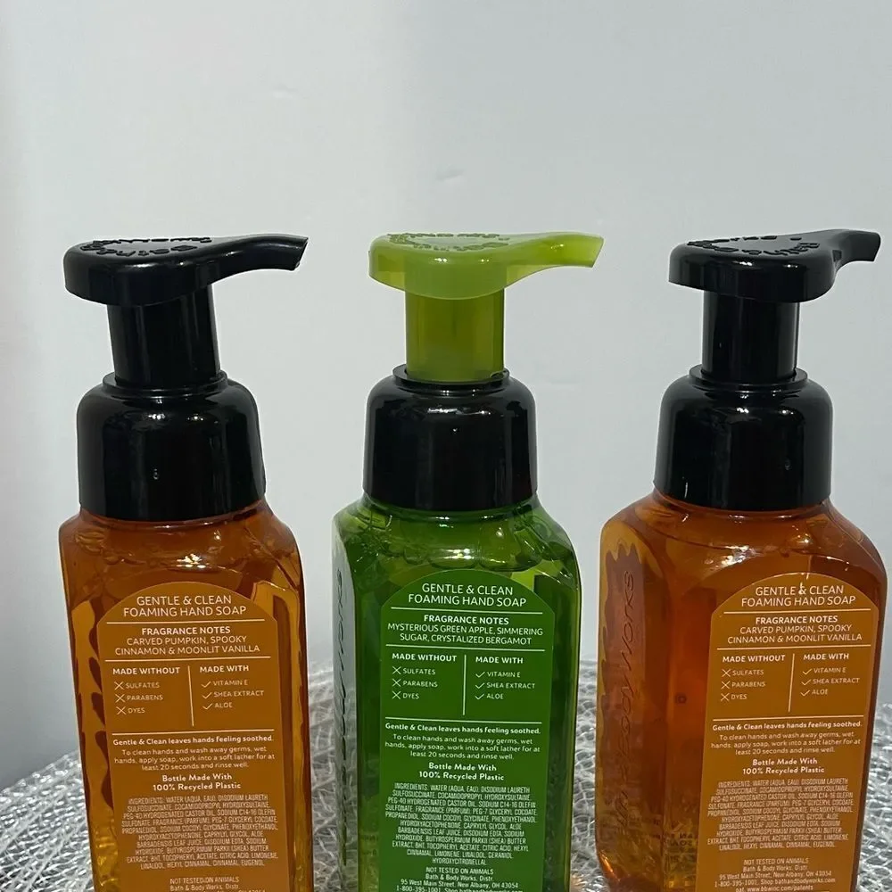 BBW Purrfect Pumpkin and Candy Apple Cauldron Foaming Hand Soap Set of 3 NWT